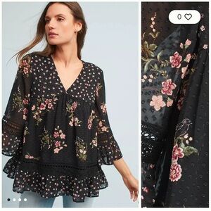 Anthropologie Maeve Steffy Bell-Sleeve Blouse Size XS